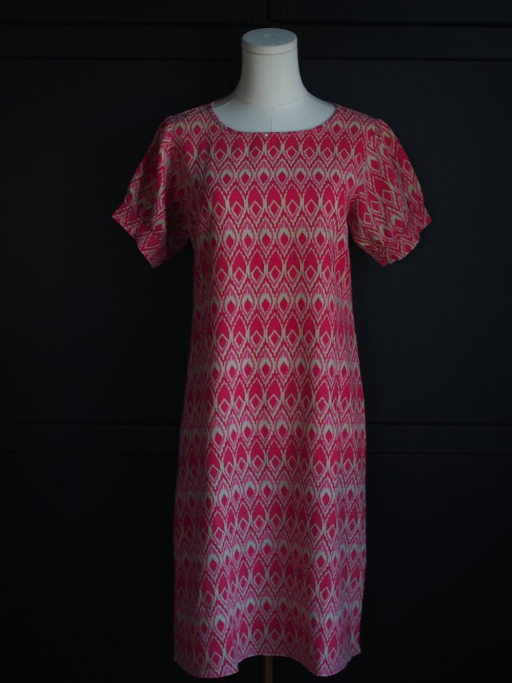 Beautiful Ikat Print Dress in Cotton/Linen Blend